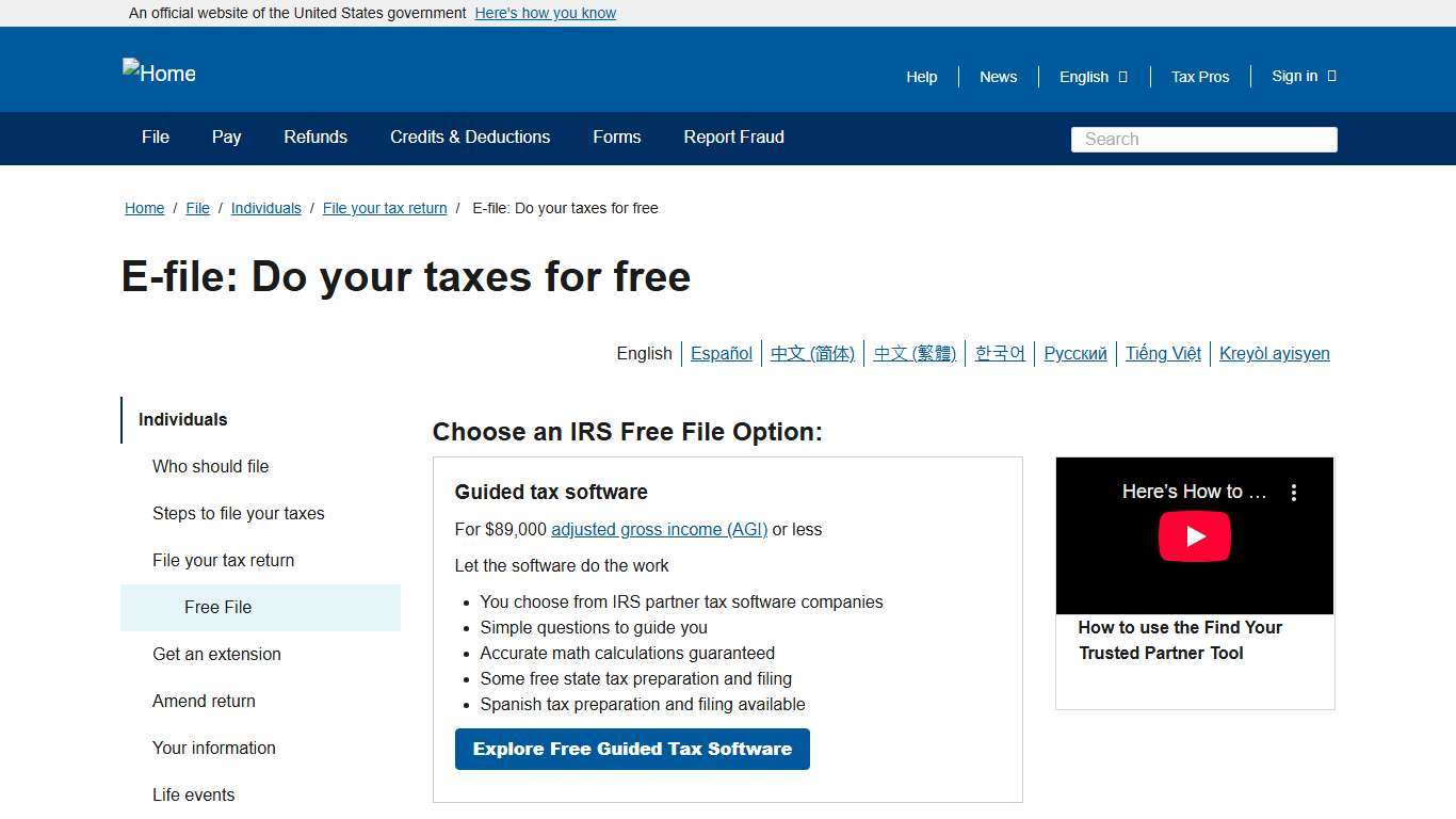 E-file: Do your taxes for free Internal Revenue Service